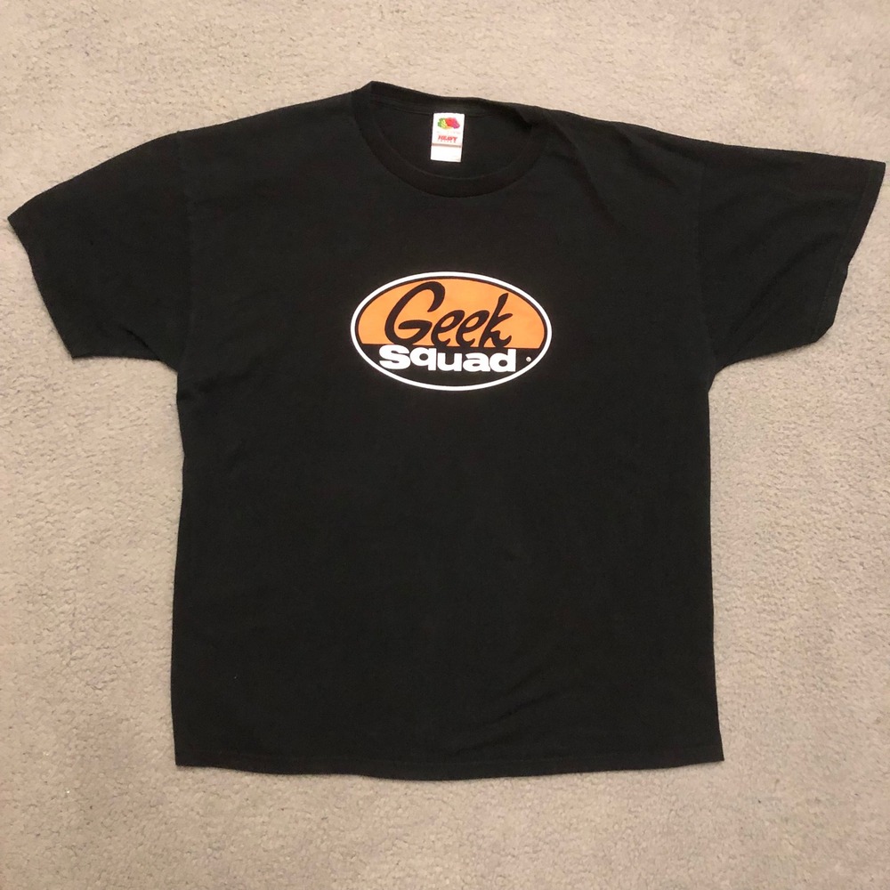 Vtg 2000s Geek Squad Best Buy Promo T Shirt XL Black Fruit of the Loom Heavy